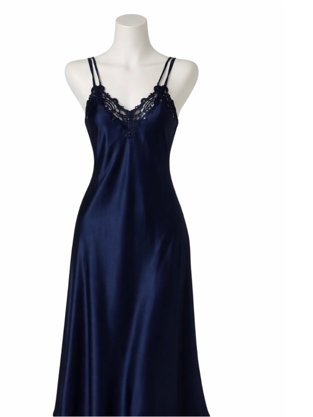 Annin lingerie Navy Blue slip dress with rhinestones and embroidery size 2